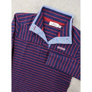 Vineyard Vines Blue and Red Striped V-Neck Sweater